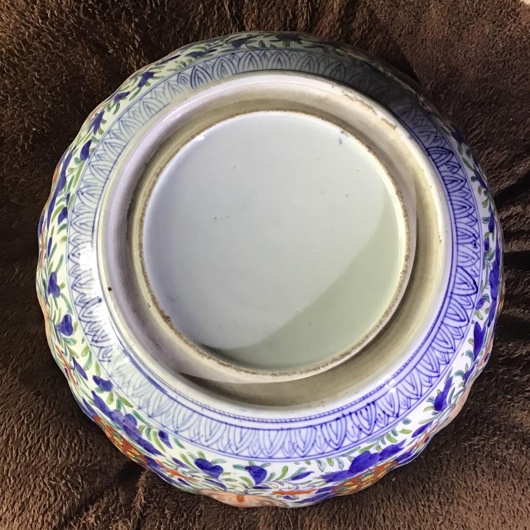 献上　古伊万里花篭手　大鉢　江戸期