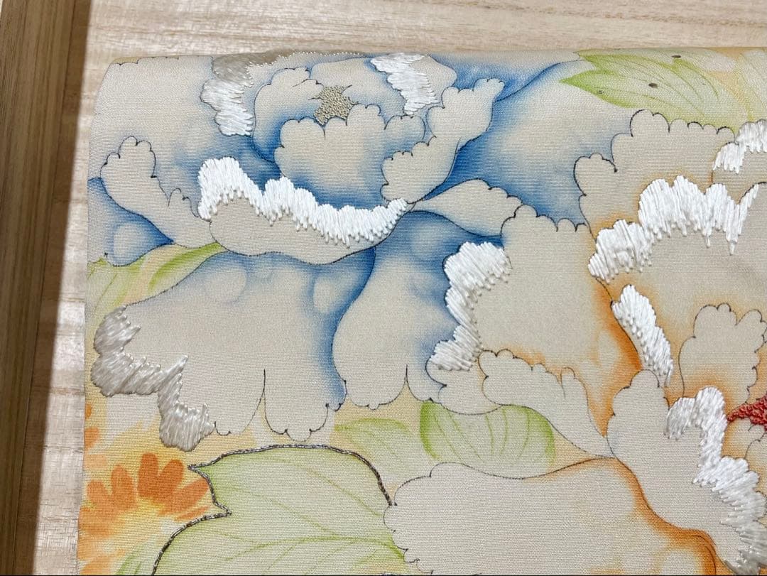 ◇限定出品◇牡丹と菊のアンティーク名古屋帯 蘇州刺繍
