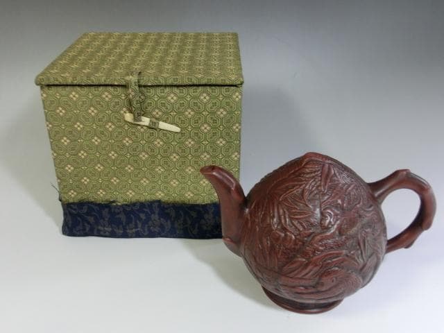 水注■朱泥桃型水差し 猿紋 書道道具 古玩 唐物 中国 古美術 時代物 骨董品■