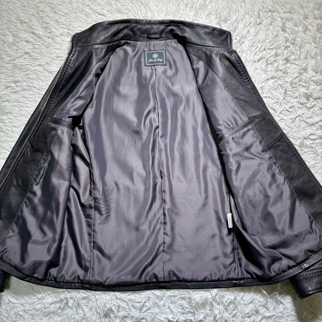 【極美品】MEN'S BIGI シングルライダースジャケット　レザー　羊　黒　M