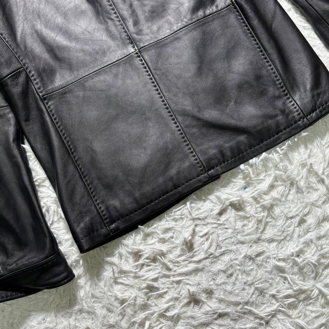 【極美品】MEN'S BIGI シングルライダースジャケット　レザー　羊　黒　M