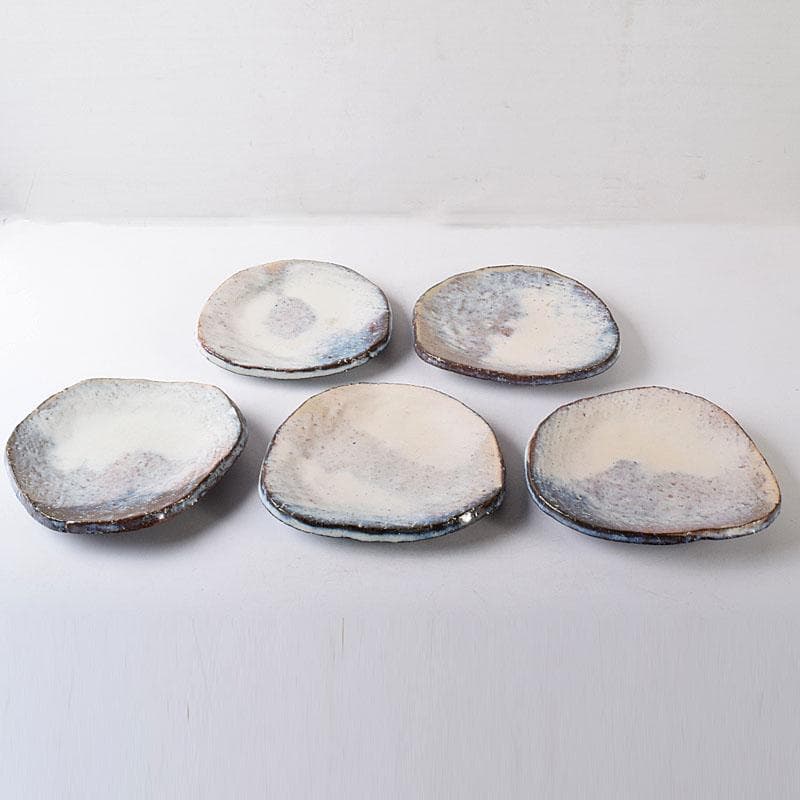 和食器　萩焼　都野栖雲造　皿　銘々皿　5客　共箱　M　R8152C