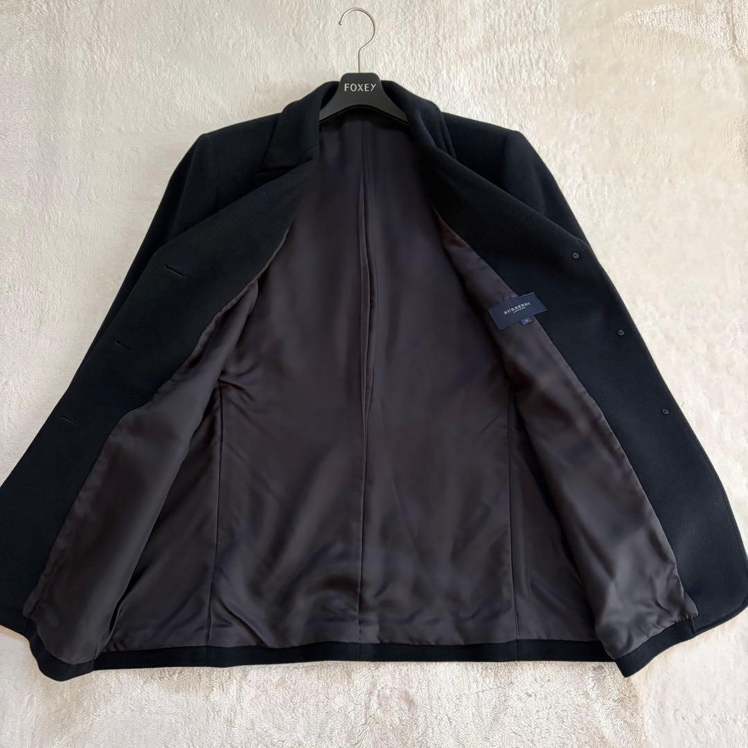 希少15号✨極美品 バーバリー アンゴラ×毛ジャケットコート ステッチ ロゴ 黒