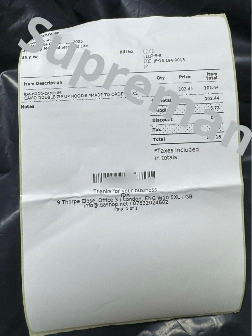 IDA sply ダブルジップ パーカー 迷彩 xs