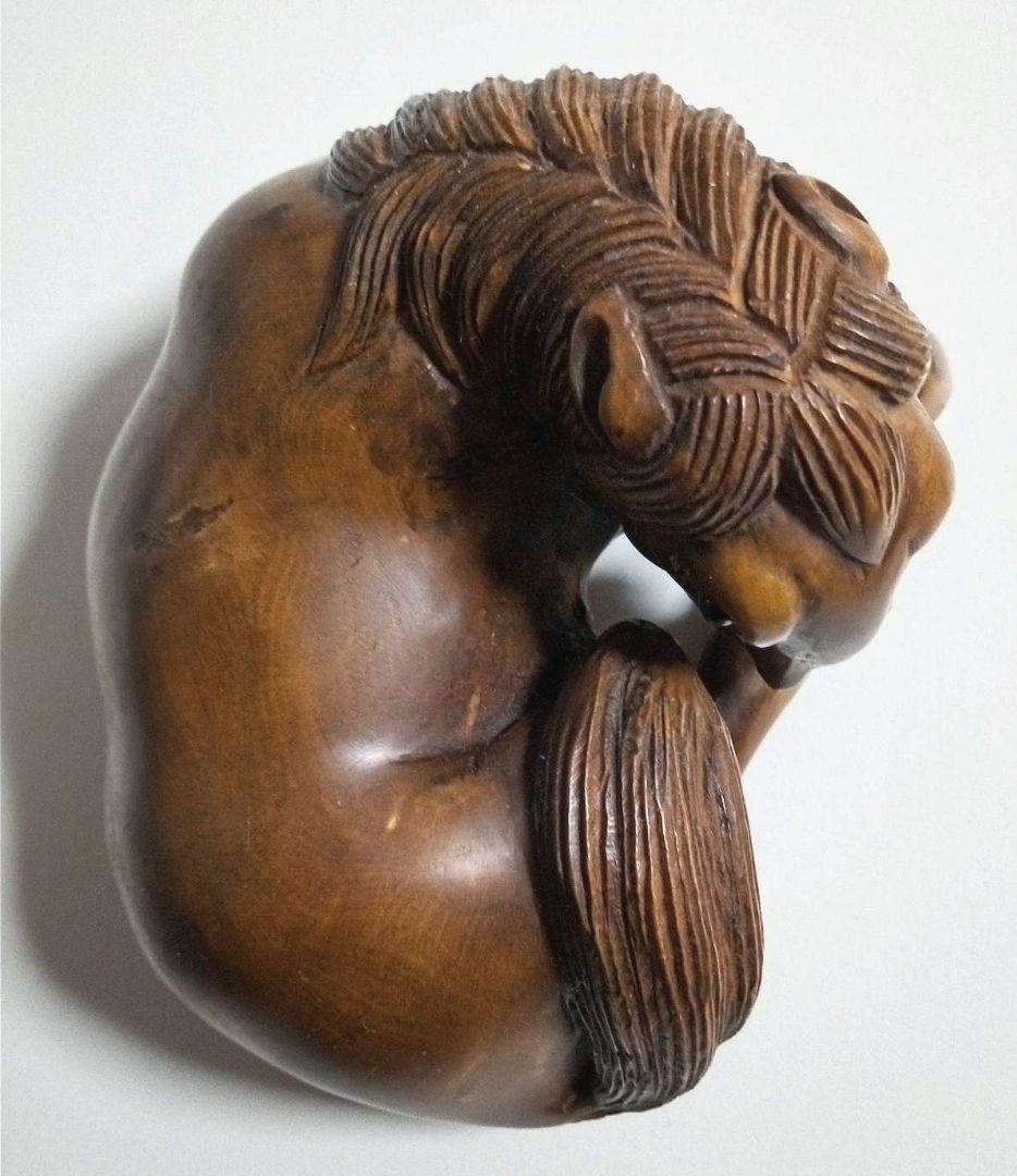 馬　オブジェ　置物　根付け　ツゲ　木彫り 　大サイズ　骨董　アンティーク