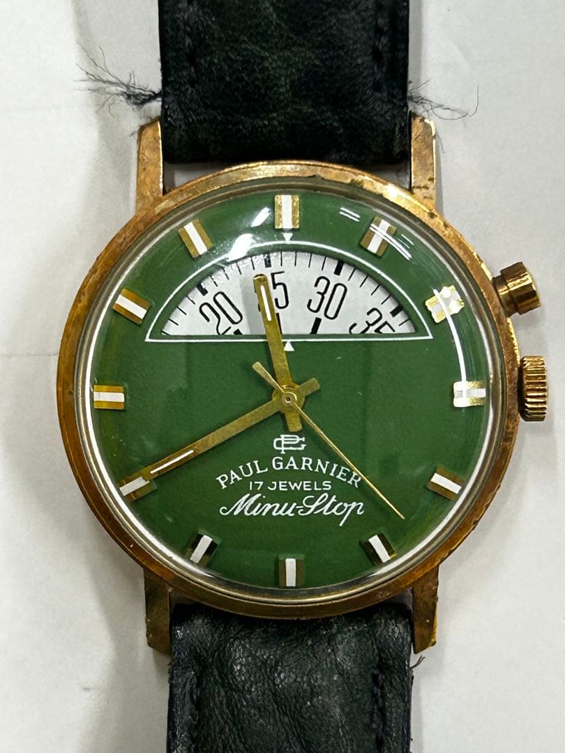 ポールガルニエ MinuStop 手巻き アンティーク グリーン