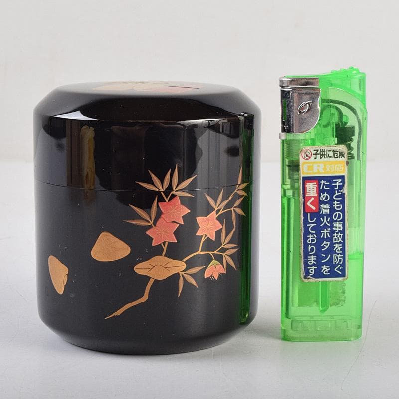 茶道具　加賀蒔絵師　竹内幸斎作　立雛蒔絵　雪吹　棗　共箱　M　R9304