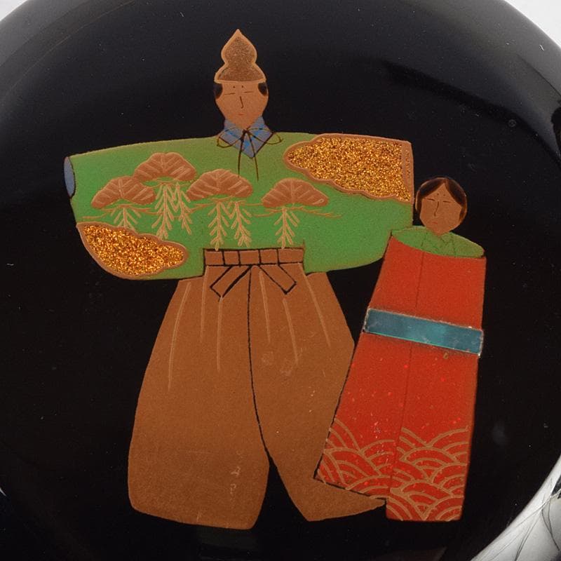 茶道具　加賀蒔絵師　竹内幸斎作　立雛蒔絵　雪吹　棗　共箱　M　R9304