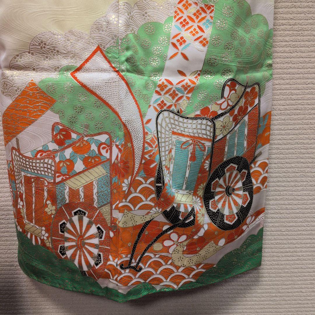 #SWG01.七五三女子７歳振袖飾帯小物付金駒刺繍御所車束ね熨斗吉祥花文金彩逸品