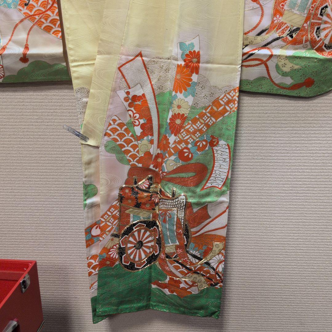 #SWG01.七五三女子７歳振袖飾帯小物付金駒刺繍御所車束ね熨斗吉祥花文金彩逸品