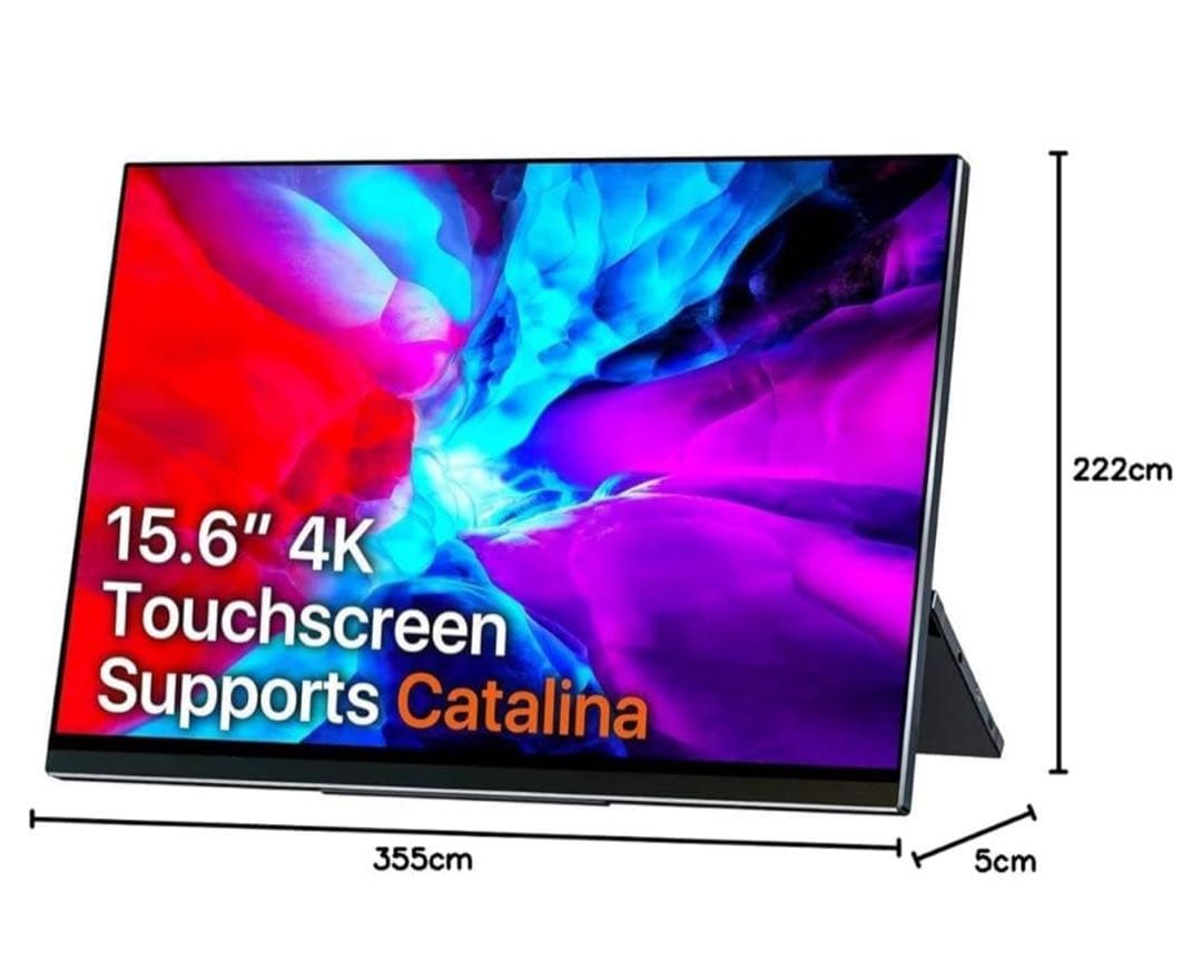 モバイルモニター4k 15.6インチ　ブラックディスプレイ スタンド付き4k