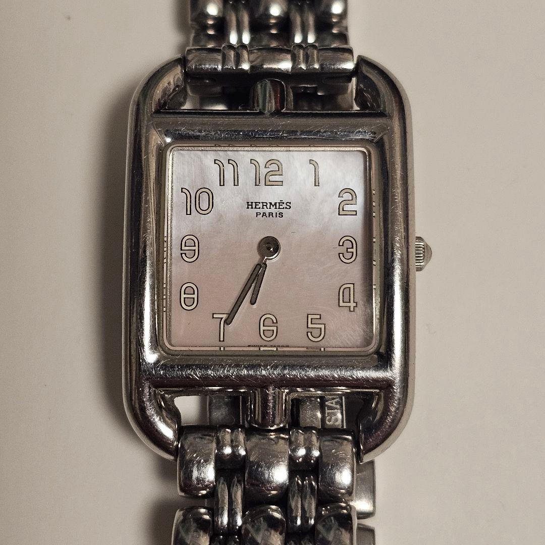 HERMES エルメス　ケープコッド希少ピンク文字盤レディース腕時計　稼働良好。