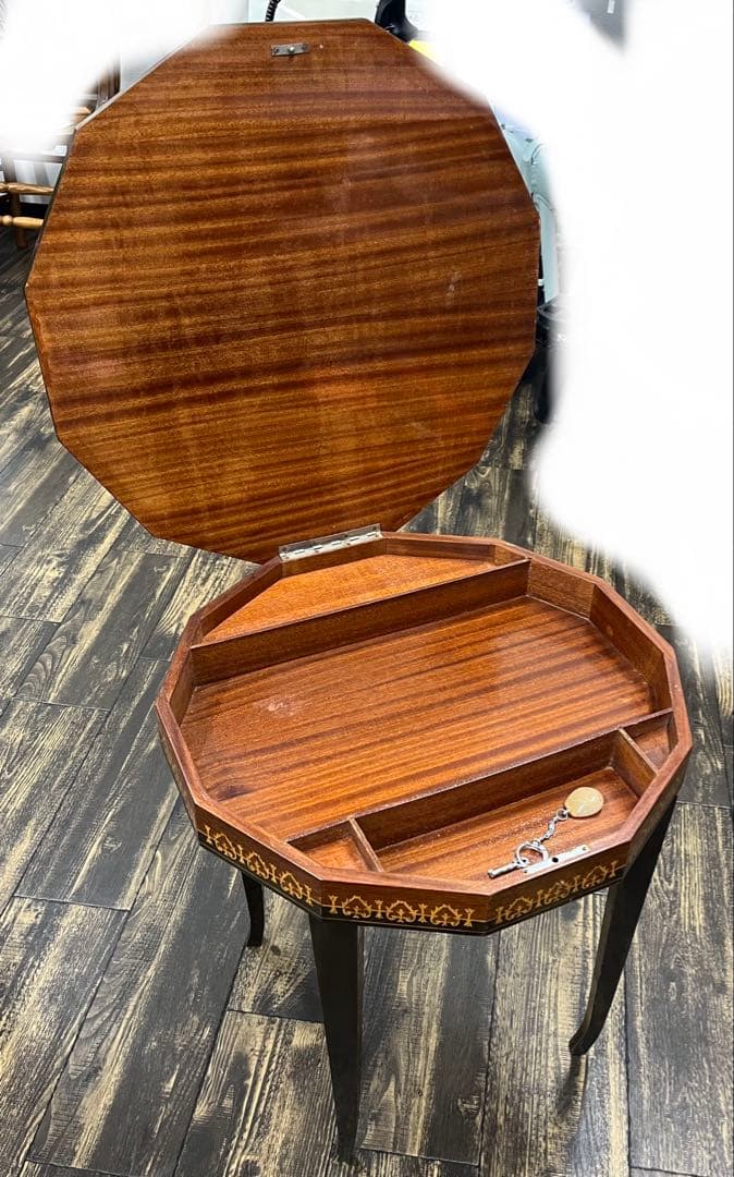 アンティーク オルゴール 天然木 ウッドテーブル 飾台 レトロ 収納 ビンテージ