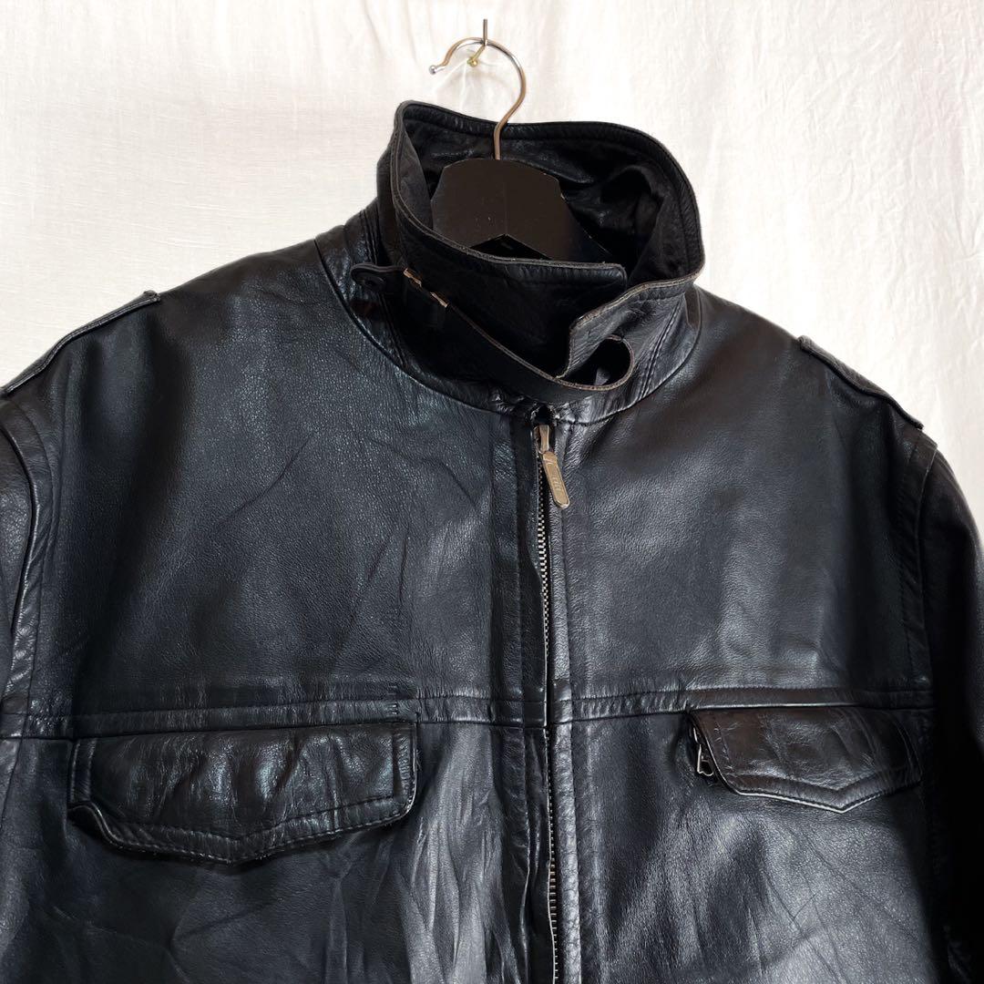 良品 ドイツ ポリスマン レザージャケット 54 ライダース モーターサイクル