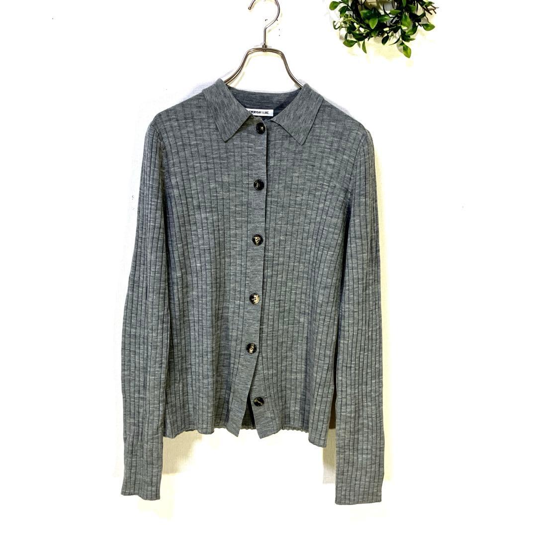 Deuxieme Classe ポロシャツニット カーディガン グレー