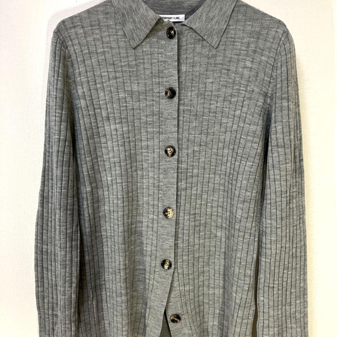 Deuxieme Classe ポロシャツニット カーディガン グレー