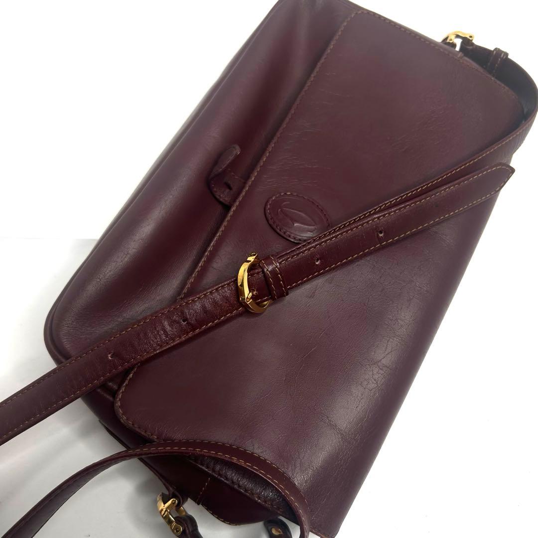 【良品】カルティエ マストライン ショルダーバッグ レザー ゴールド金具