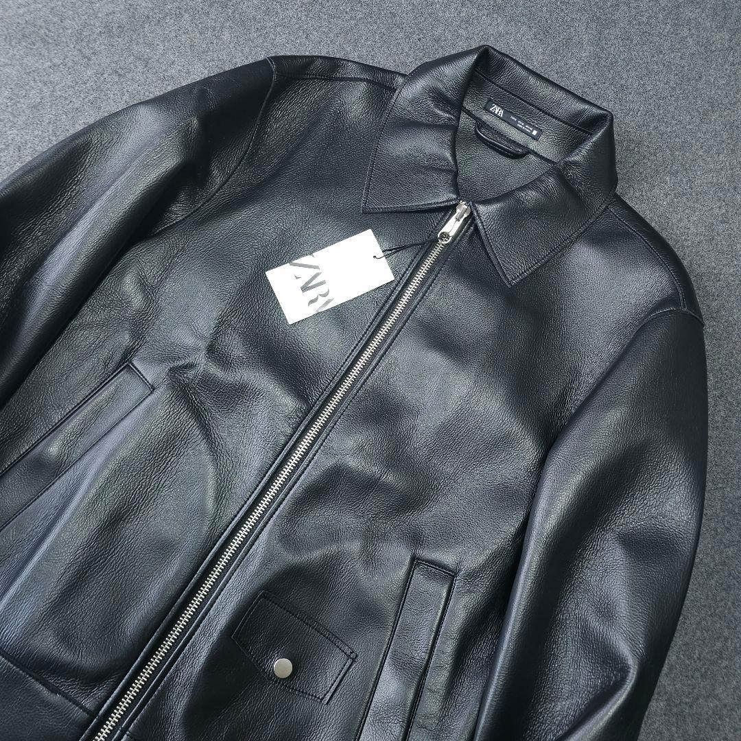 人気完売品 新品未使用【ZARA】人気フェイクレザー ブルゾンジャケットM 黒