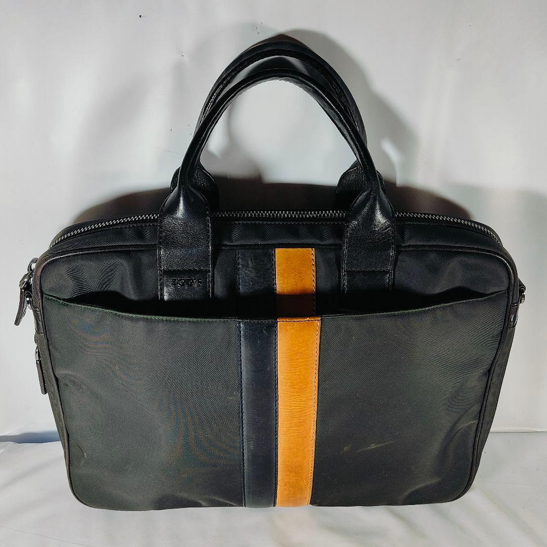 【美品】TOD’S トッズ　イタリア製　高級ブリーフケース 艶黒本革 正規品