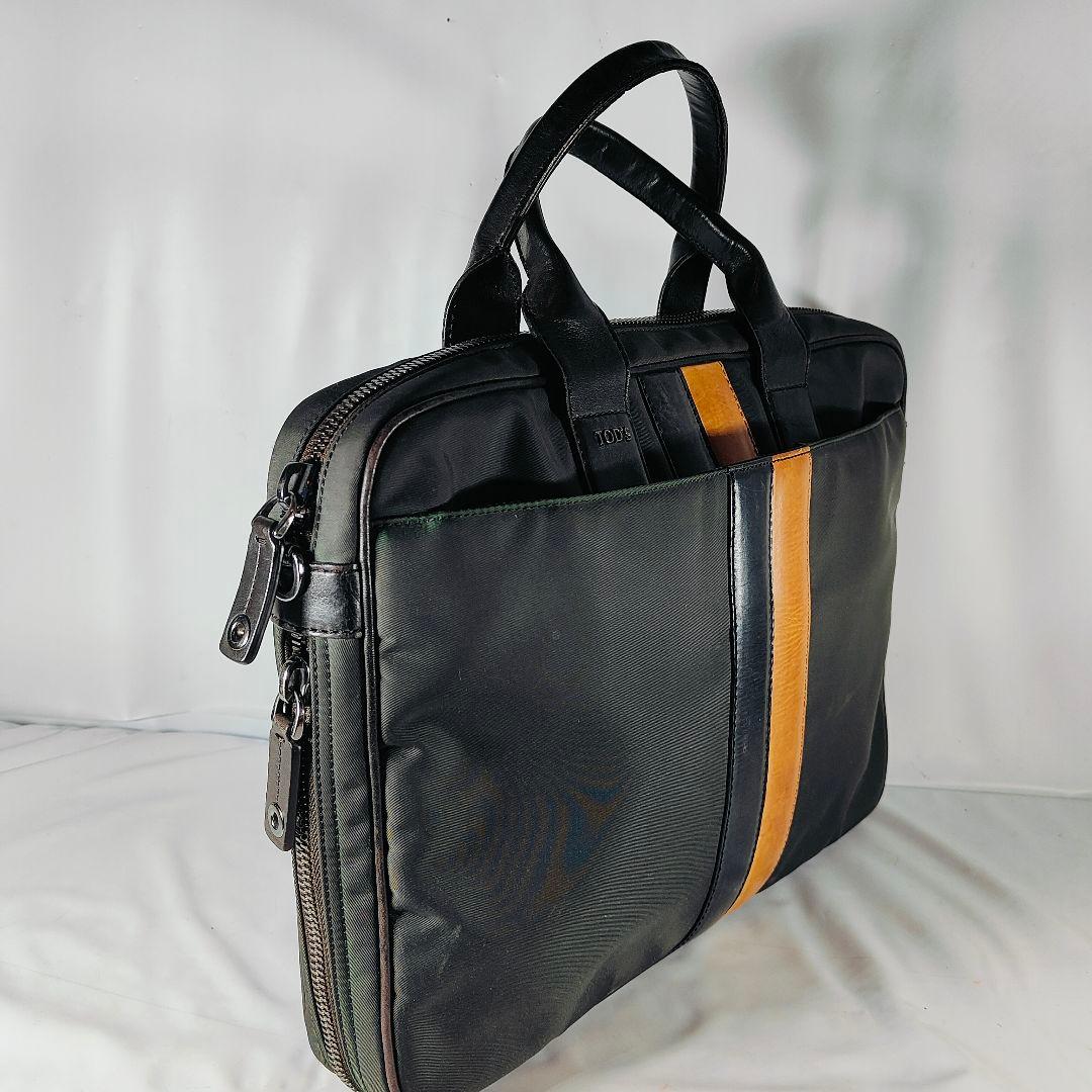 【美品】TOD’S トッズ　イタリア製　高級ブリーフケース 艶黒本革 正規品