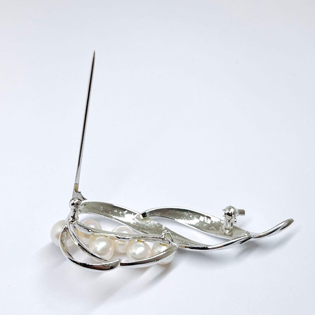 美品✨MIKIMOTO ミキモト パール　ブローチ　ピンブローチ シルバー