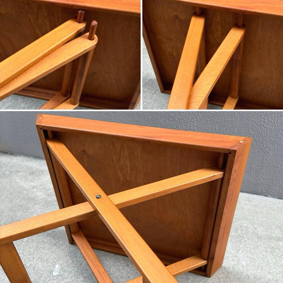 アンティーク 木製 サイドテーブル ローテーブル チークカラー コーヒーテーブル