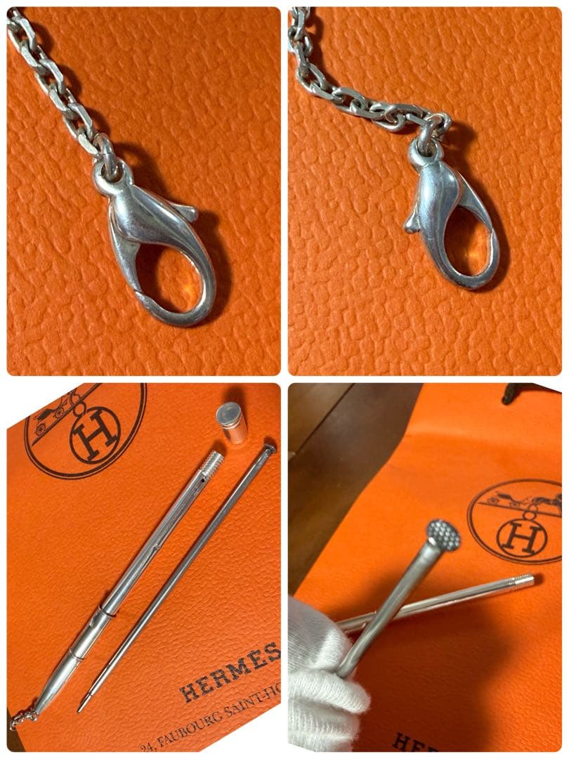HERMES エルメス　シルバー925 チェーン付きボールペン　傷多数有り