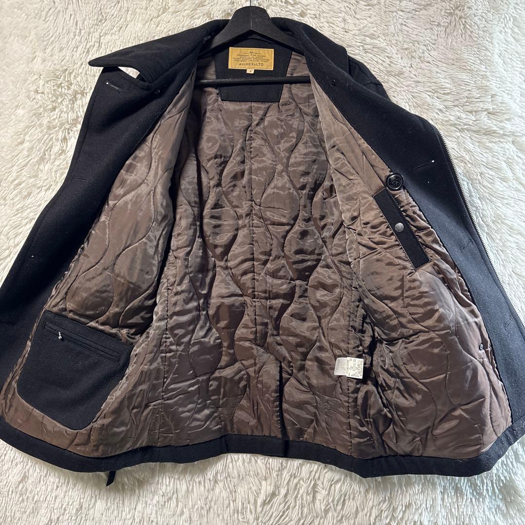 AVIREX U.S. NAVY Pコート　ライダース　ウール　レザー　ブラック