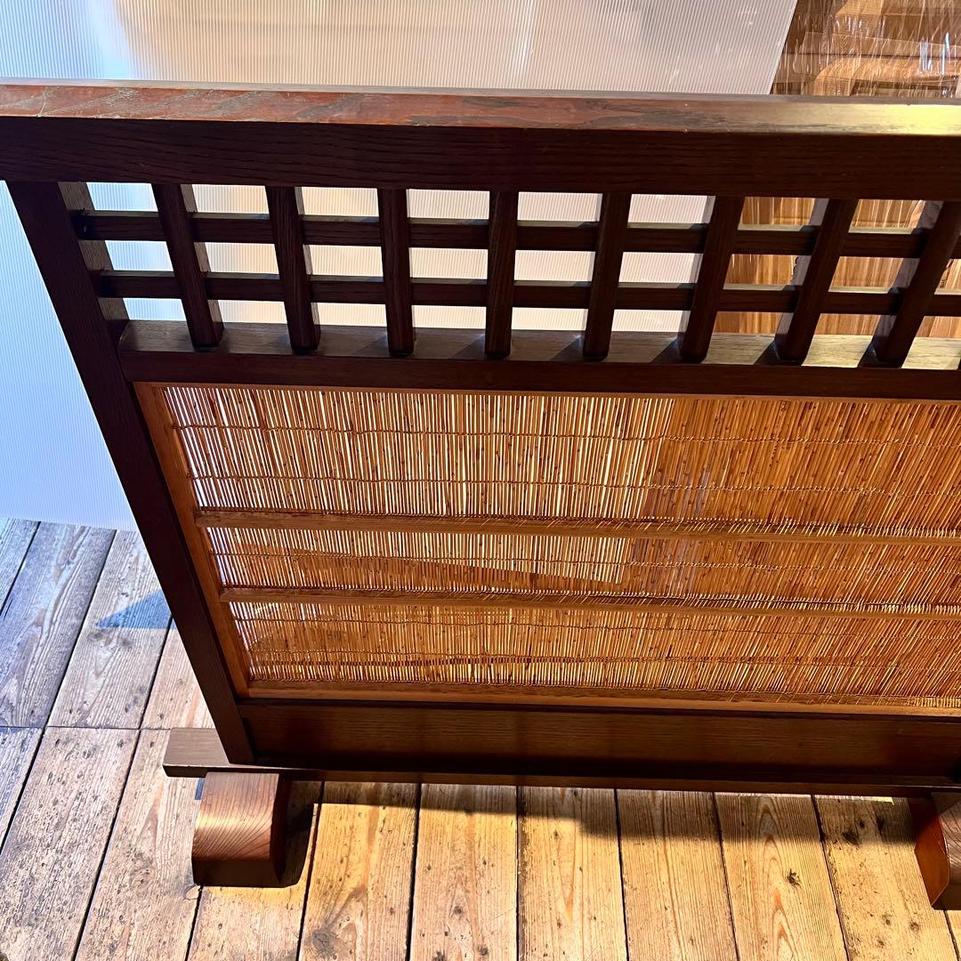 木製 衝立 自立式 障子 戸 間仕切り 和 古家具 古民具 高級 材木 天然