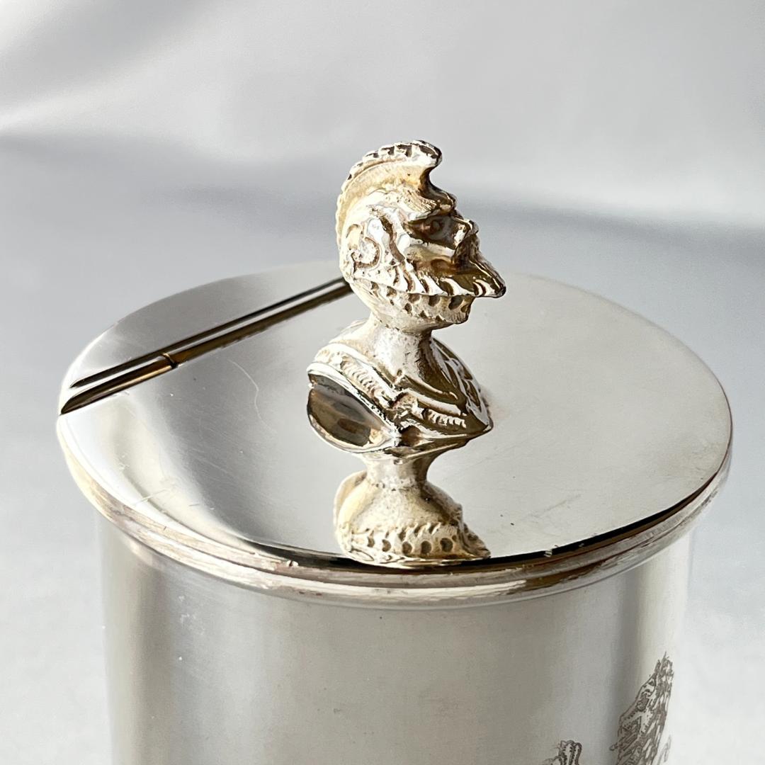 【E H Parkin & Co】騎士のティーキャディー【シルバープレート】