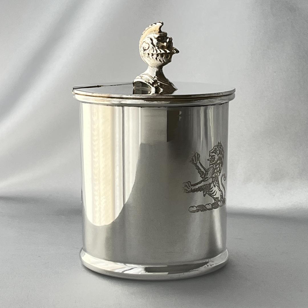 【E H Parkin & Co】騎士のティーキャディー【シルバープレート】