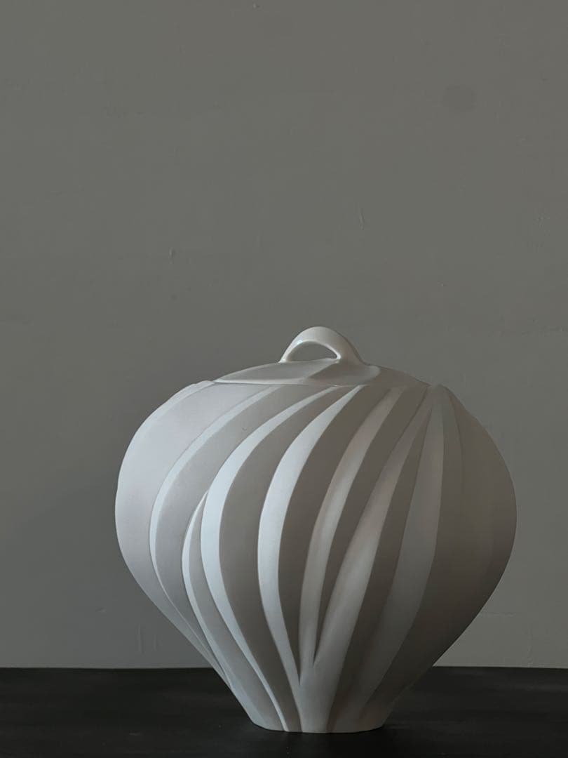 高橋奈己 『 白磁水指 』H.185 x W.200mm ／茶道具 人気陶芸家