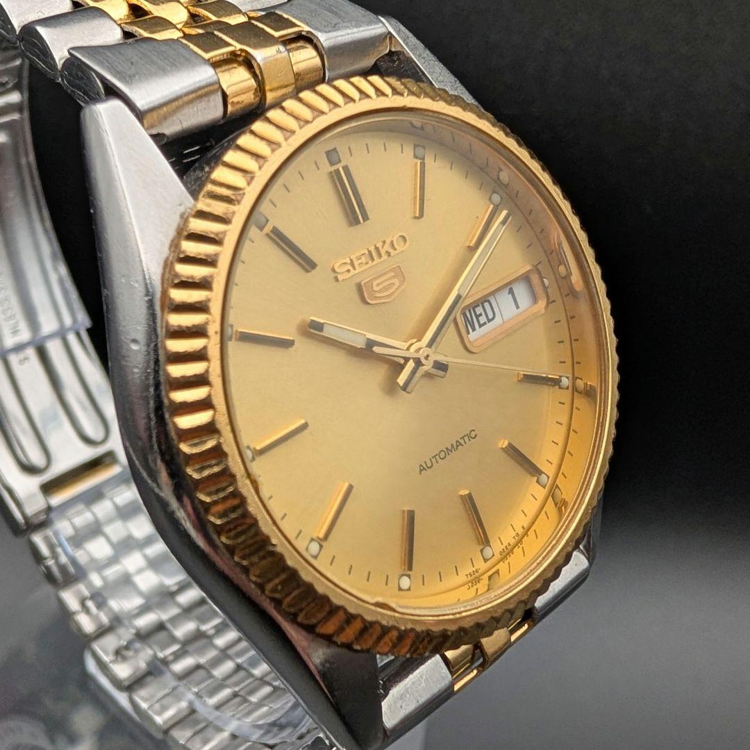 【稼動品】セイコー5 デイデイト 自動巻き 7S26-0500 裏スケ コンビ