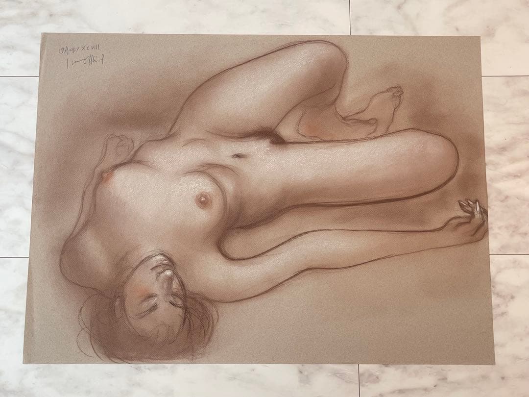 【真作】古沢岩美　大作　裸婦　パステル画
