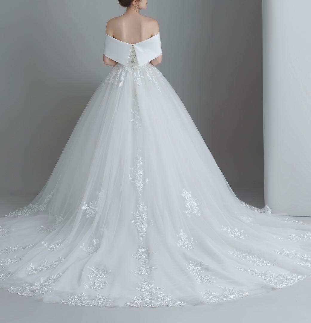 YNS WEEDINGオフショルダー ホワイト ウェディングドレス