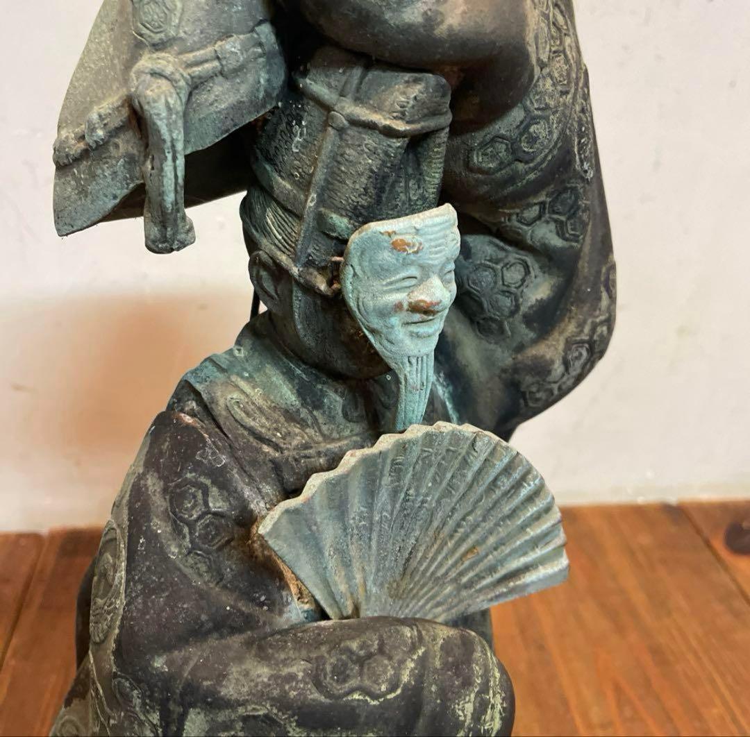 金属製　能楽　翁　置物　オブジェ　年代物　青銅　当時物