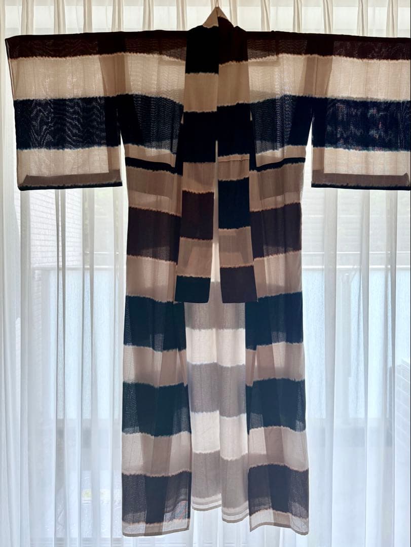 誉田屋源兵衛　ボーダー柄ゆかた　仕立て上がり（夏着物としても）