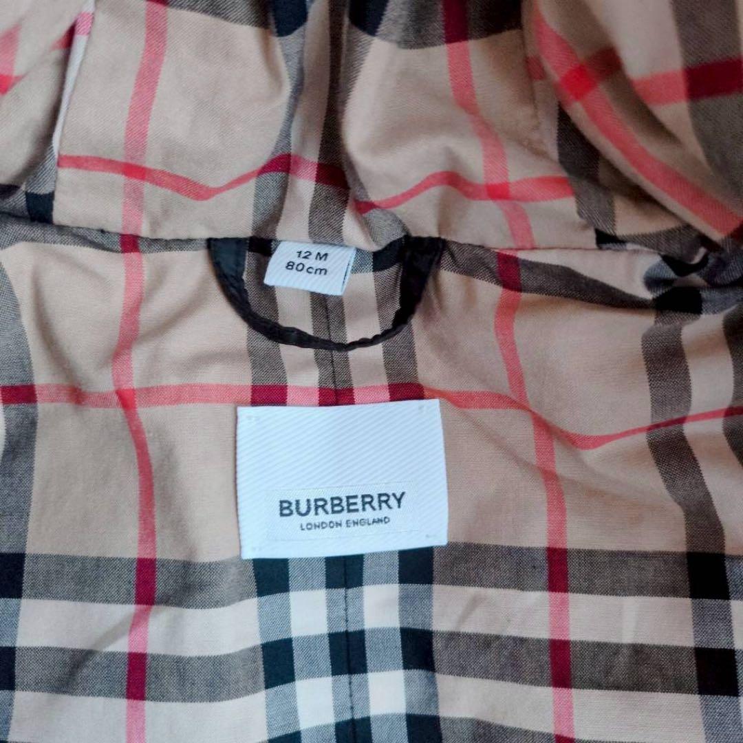 バーバリー ベビー ジャンプスーツ スノーウェア ロゴプリント 黒 80cm