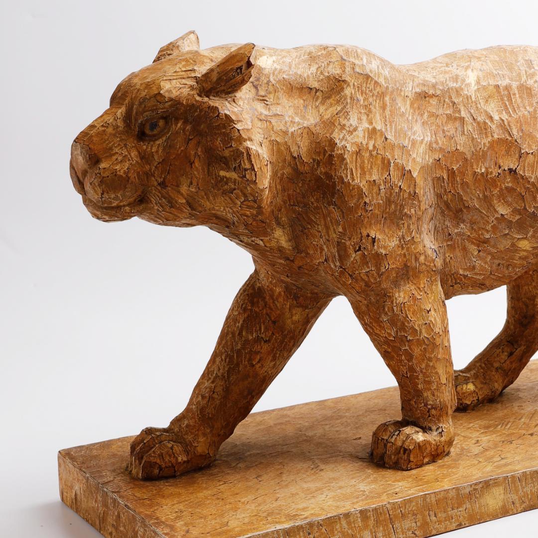 冨永朝堂 木製 虎の彫刻 幅約56㎝ 骨董品