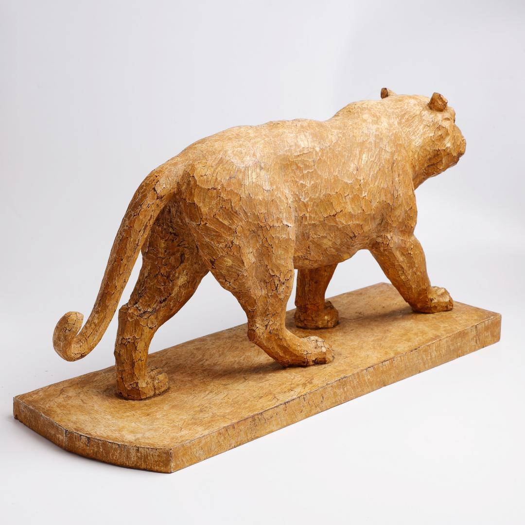 冨永朝堂 木製 虎の彫刻 幅約56㎝ 骨董品