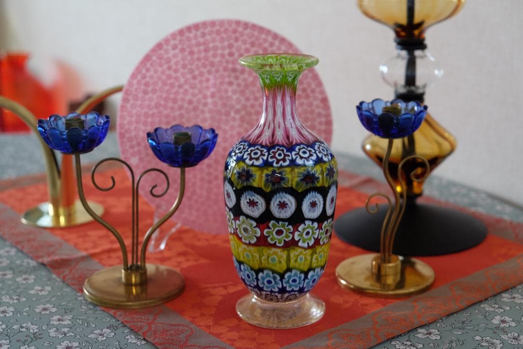 イタリア 民藝 ミルフィオリ 花瓶 検)ワイングラス プレート 皿 舩木倭帆