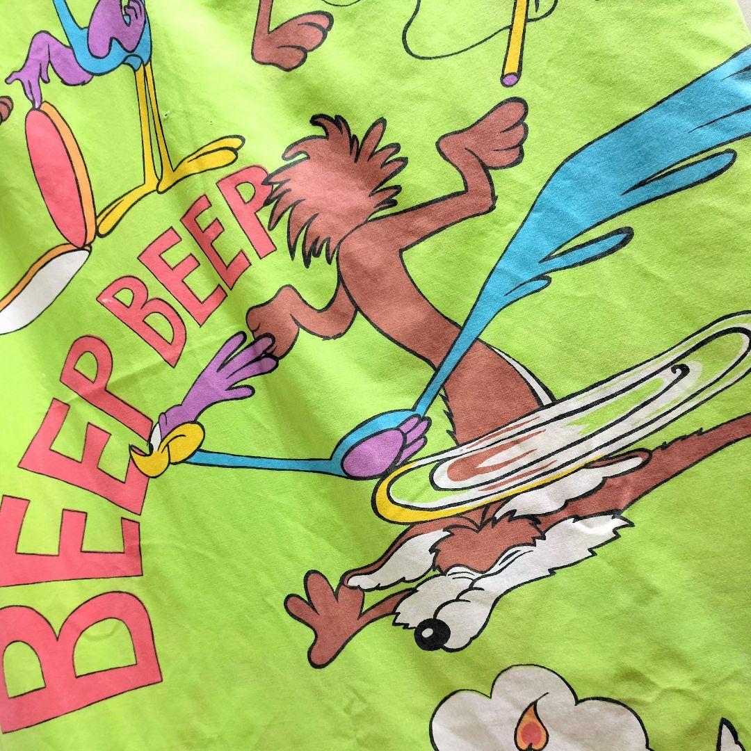 70s ビンテージ ロードランナー コヨーテ フラットシーツ ワーナー グリーン