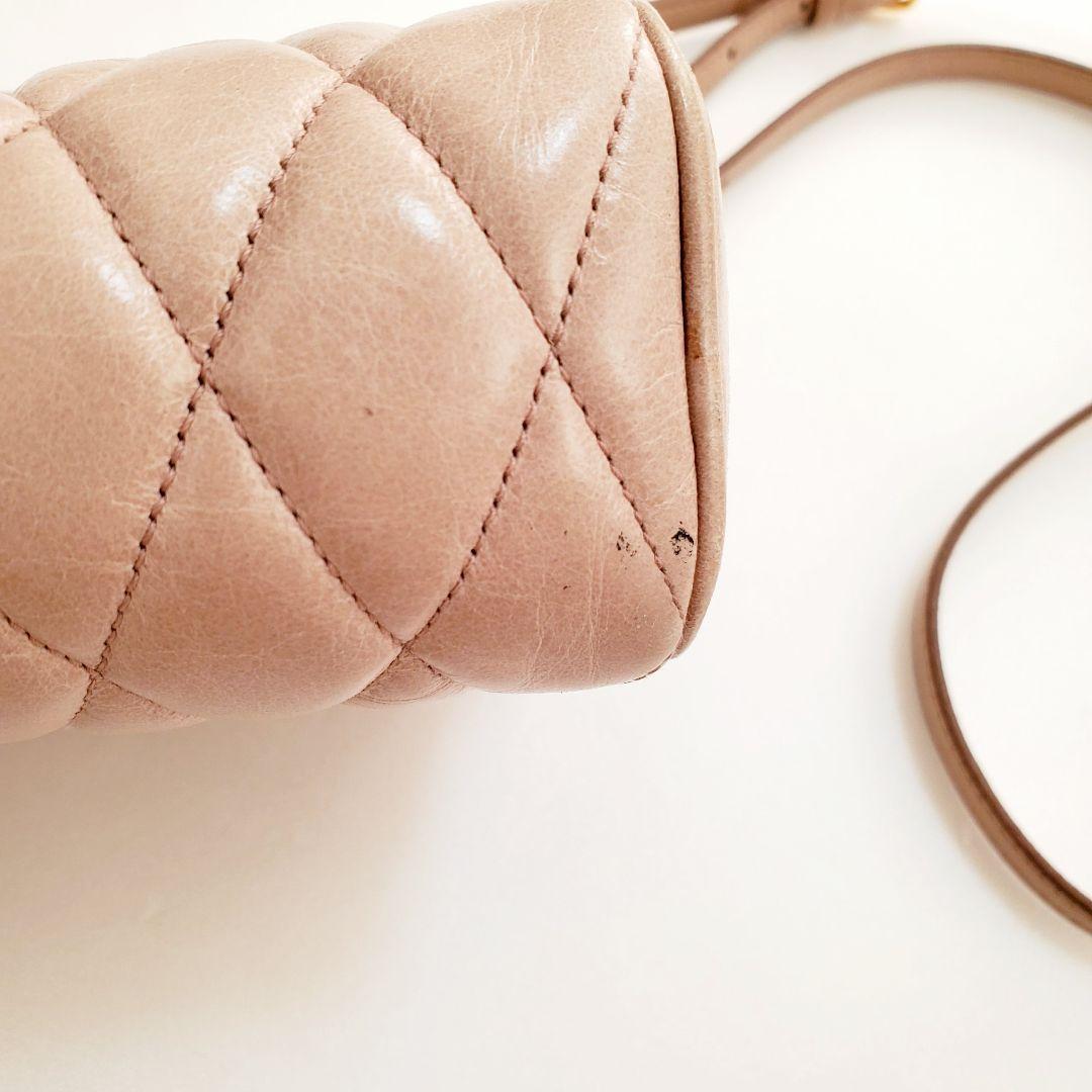 miu miu キルティング レザー ショルダーバッグ ピンク ベージュ