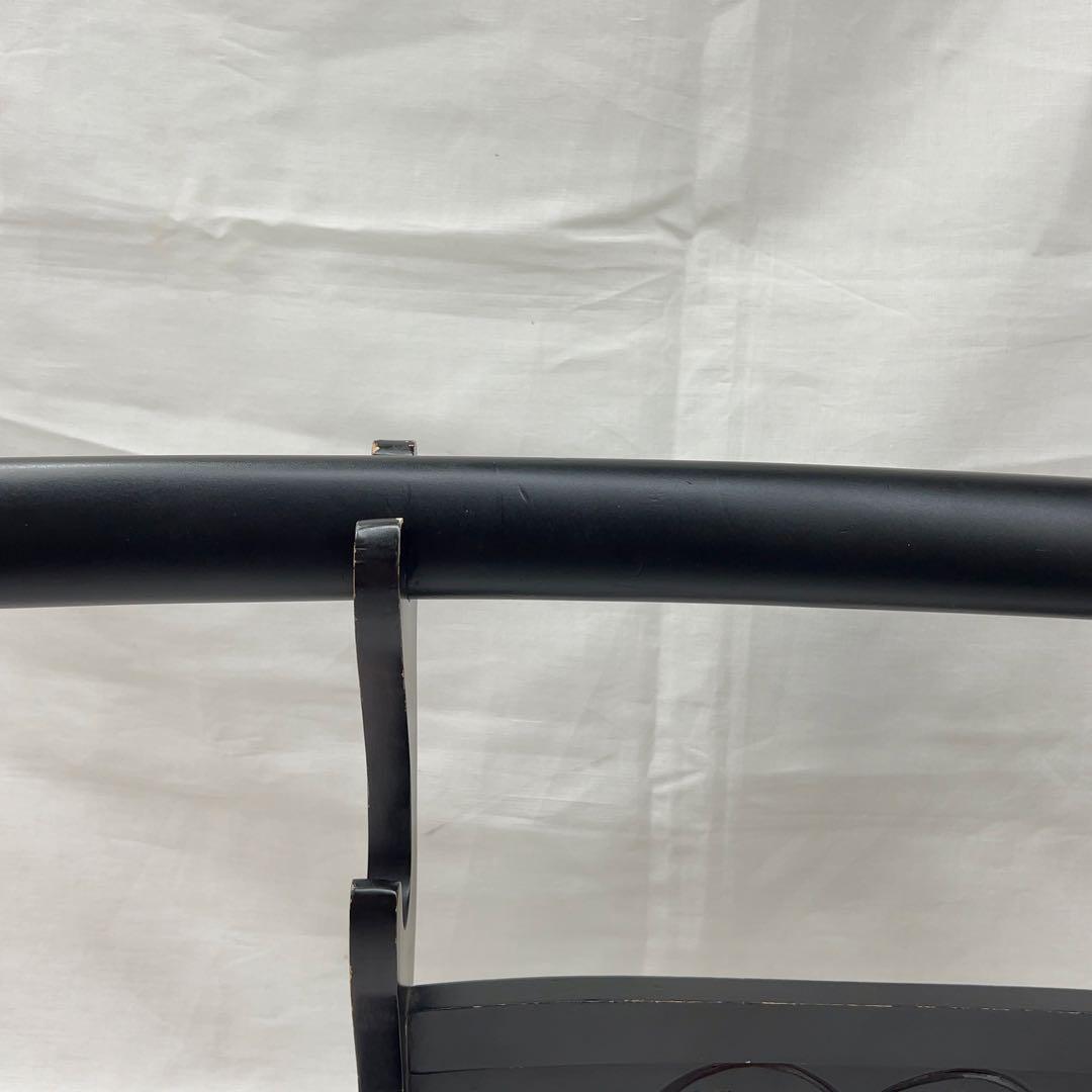 【模造刀】太刀 樋入り 鶴鍔 透かし 全長97.0センチ 黒鞘 互の目 刃紋