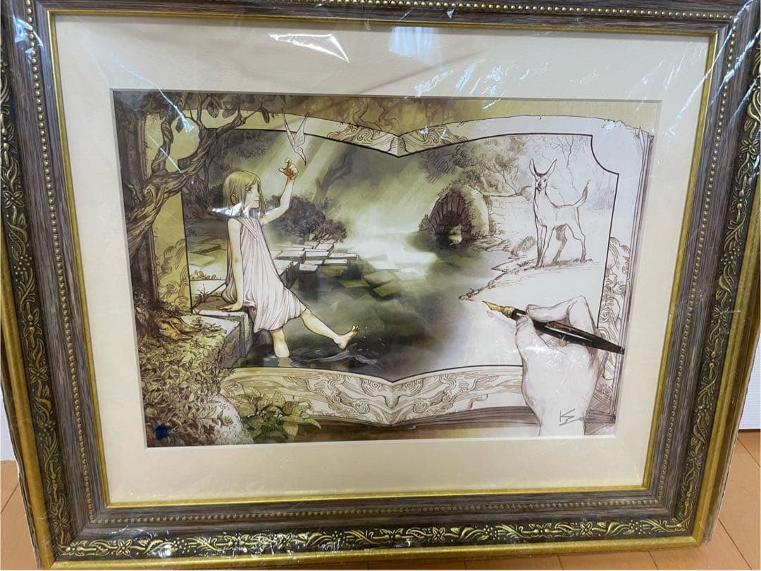 白浜鴎 とんがり帽子のアトリエ 原画展 額付き アートグラフA 直筆サイン入