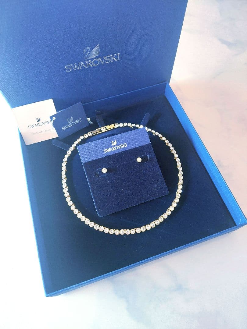 新品SWAROVSKI Tennis ネックレス ピアス セット スワロフスキー