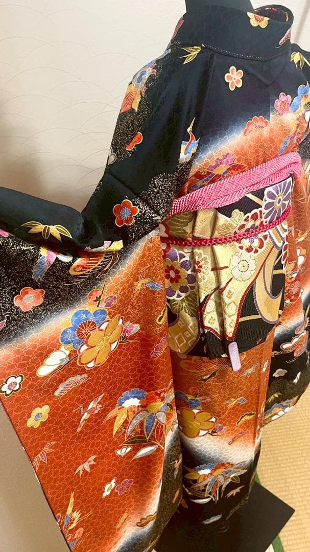 正絹振袖フルセット　成人式6点セット　古典柄
