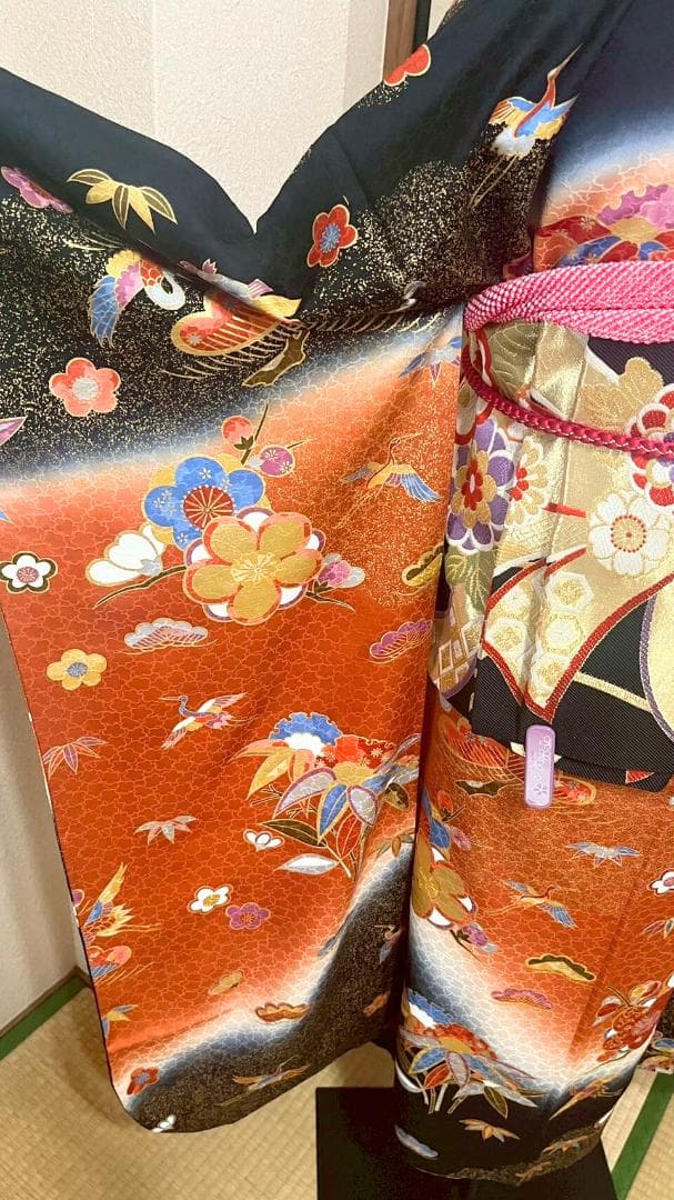 正絹振袖フルセット　成人式6点セット　古典柄