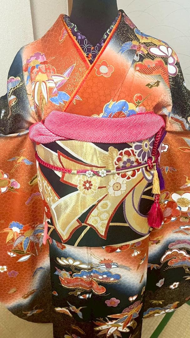 正絹振袖フルセット　成人式6点セット　古典柄