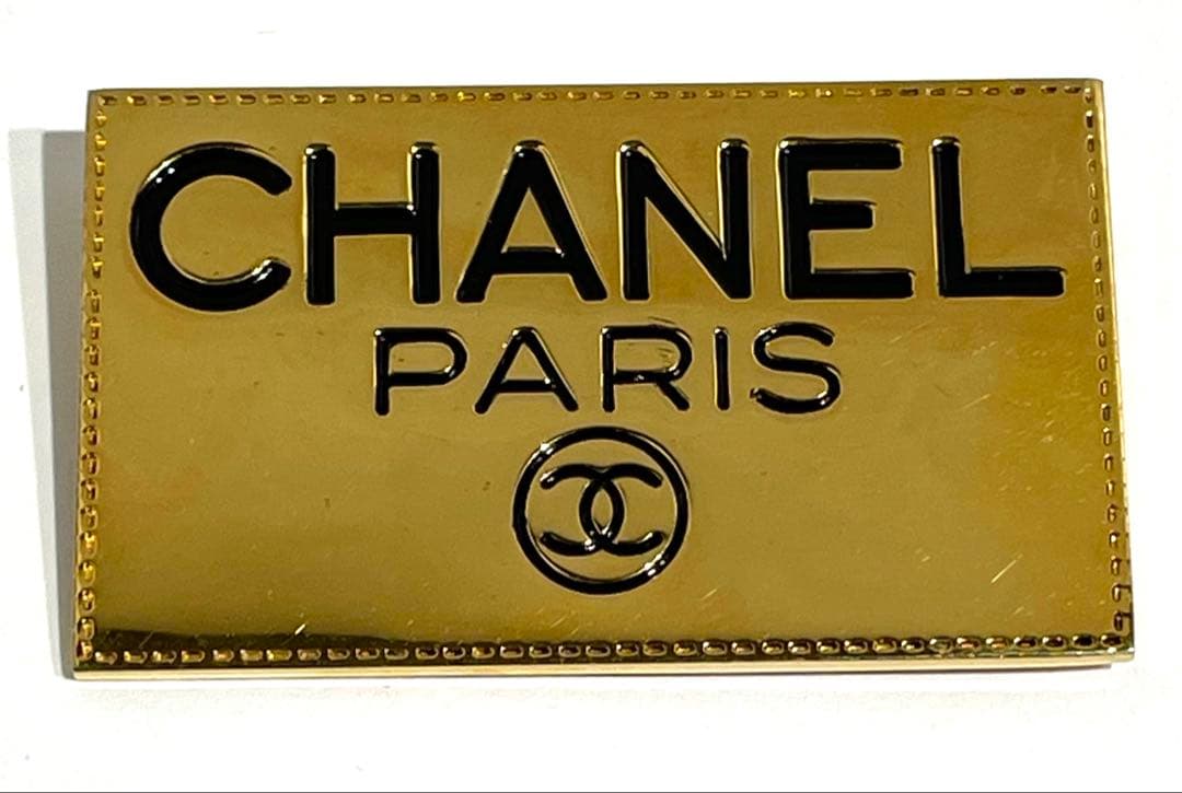 CHANEL シャネル ブローチ ゴールド ロゴ スクエア プレート